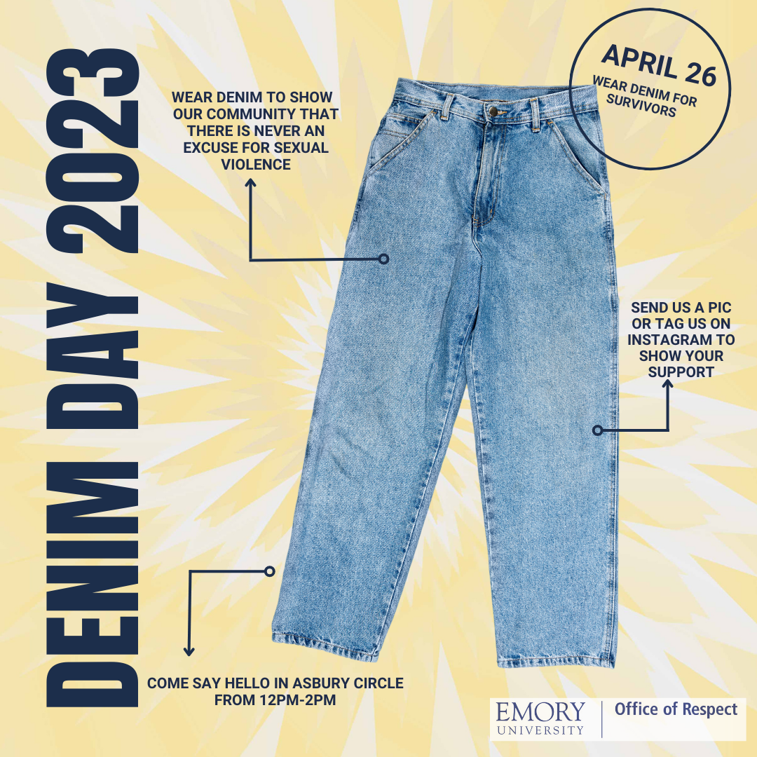 Graphic: Pair of jeans with text promoting Denim Day participation
